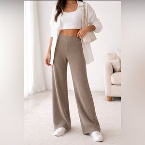 🌿 By the River Ribbed Knit Wide-Leg Pants – Size Small